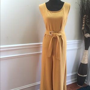 Mid calf mustard jumpsuit